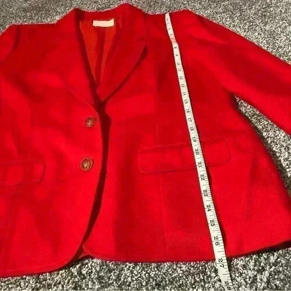 Vintage Pendelton Women's Red Blazer 100% Virgin Wool Size 14 Lined, Buttons - Picture 6 of 16
